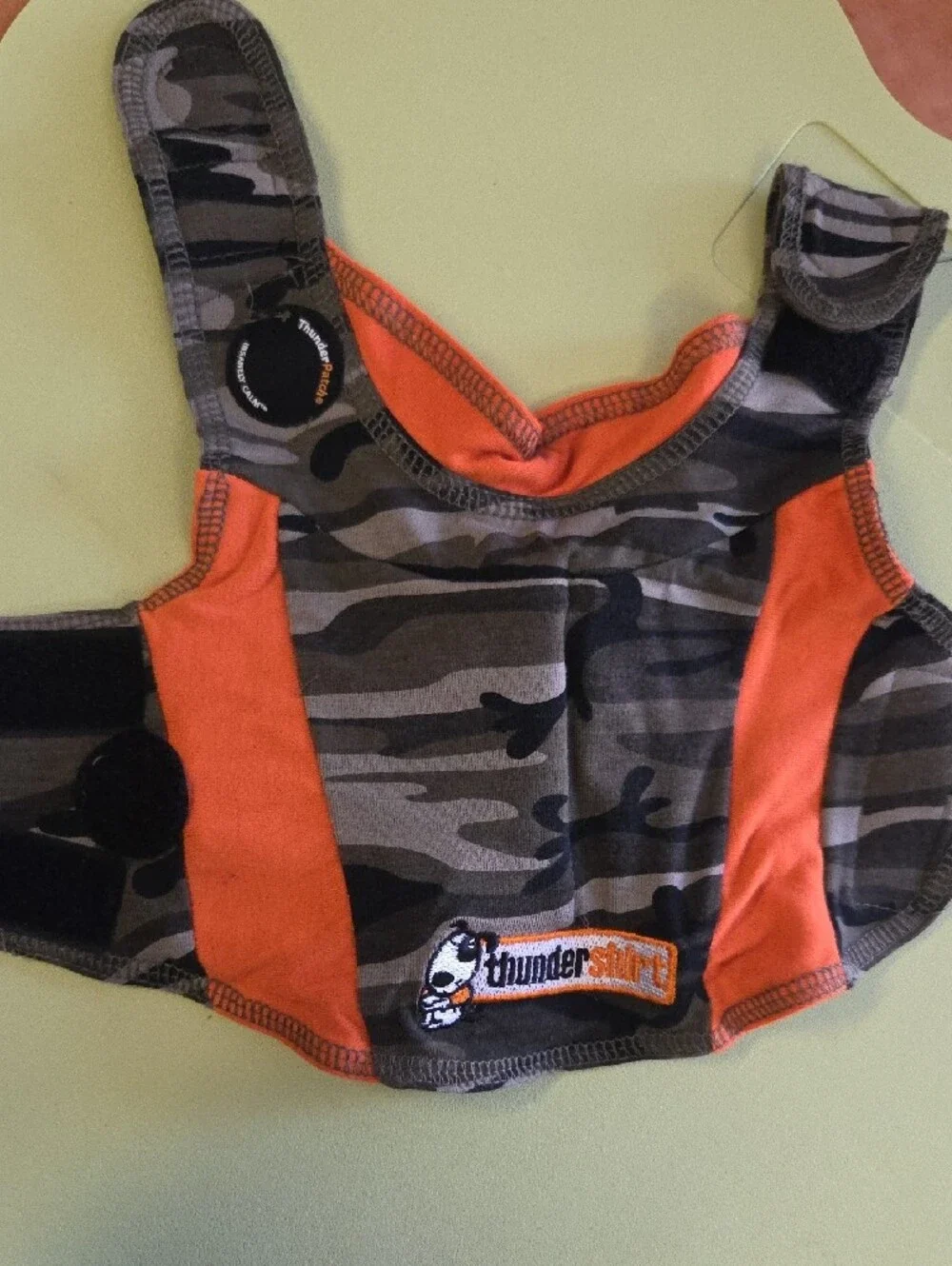 Thundershirt Dog Anxiety Wrap - Orange and Camo Polo For Up To 7lbs.